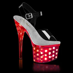 DISCOLITE-708DOTS Pleaser Clear/Silver Chrome Sexy Platform Shoes (Pole Dancing Heels)