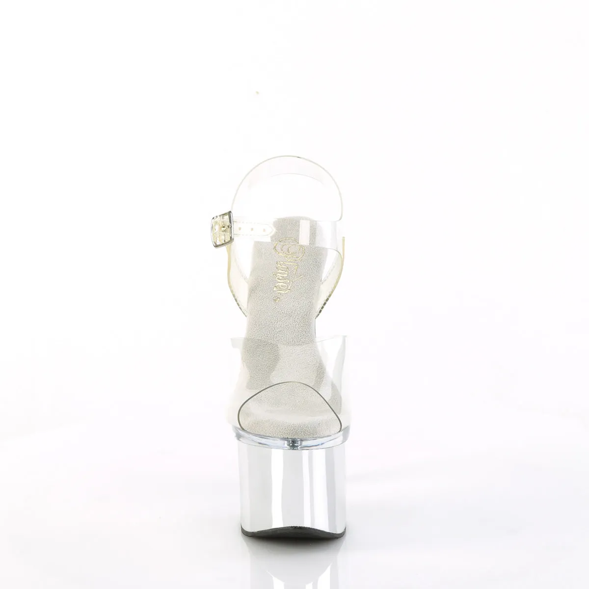 ESTEEM-708 Pleaser Clear/Silver Sexy Platform Shoes (Pole Dancing Heels)