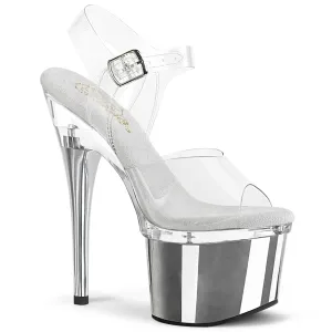 ESTEEM-708 Pleaser Clear/Silver Sexy Platform Shoes (Pole Dancing Heels)