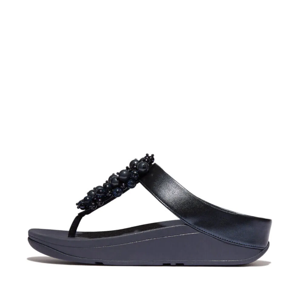 FitFlop Fino Bauble Bead Leather Sandals - Midnight Navy