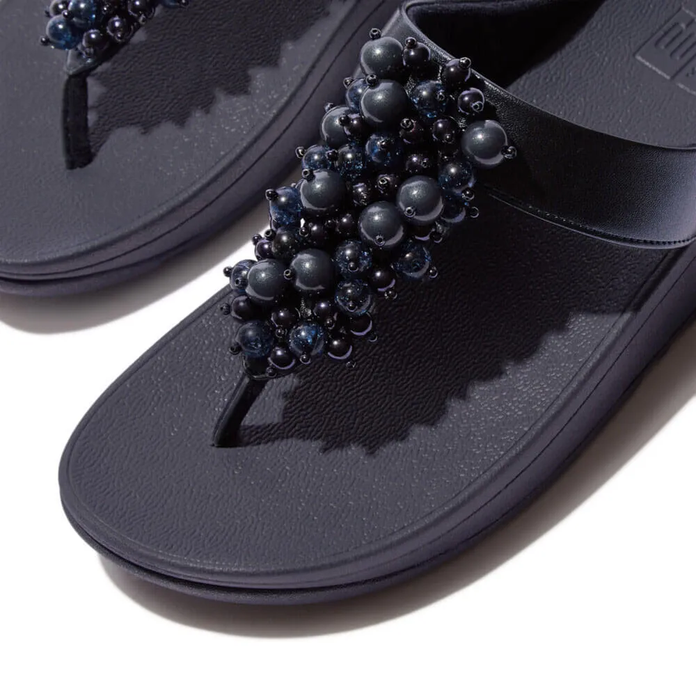 FitFlop Fino Bauble Bead Leather Sandals - Midnight Navy