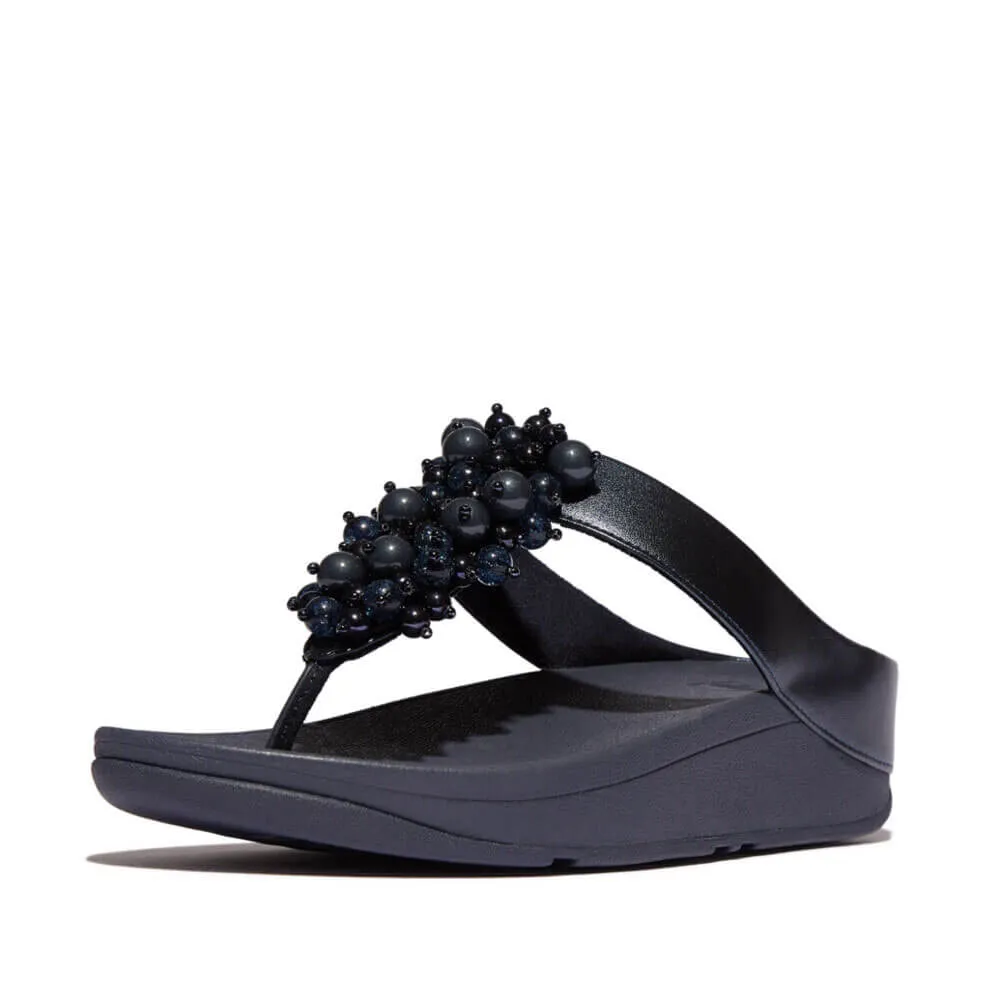 FitFlop Fino Bauble Bead Leather Sandals - Midnight Navy