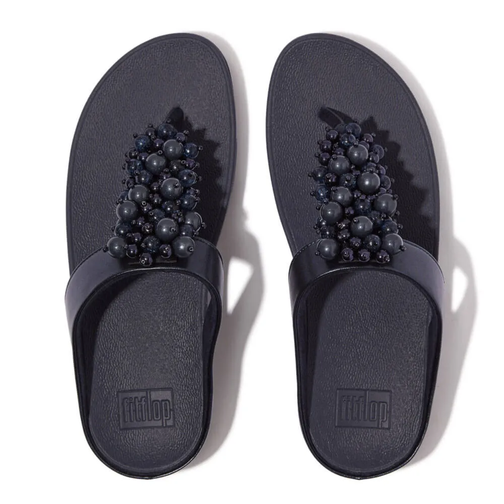 FitFlop Fino Bauble Bead Leather Sandals - Midnight Navy