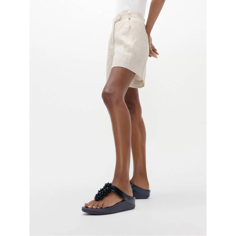 FitFlop Fino Bauble Bead Leather Sandals - Midnight Navy