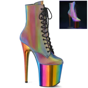 FLAMINGO-1020RC Pleaser Rainbow Reflective/Rainbow Chrome Sexy Platform Shoes (Pole Dancing Heels)