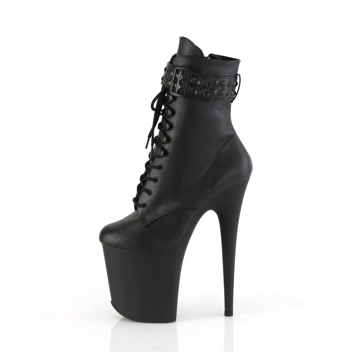 FLAMINGO-1020STR Pleaser Black Faux Leather Sexy Platform Shoes (Pole Dancing Heels)