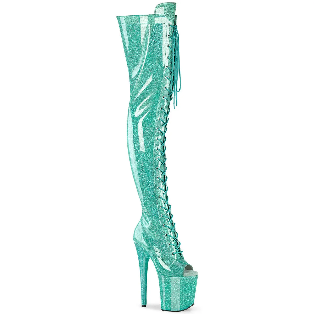 FLAMINGO-3021GP Pleaser Aqua Glitter Sexy Platform Shoes (Pole Dancing Heels)