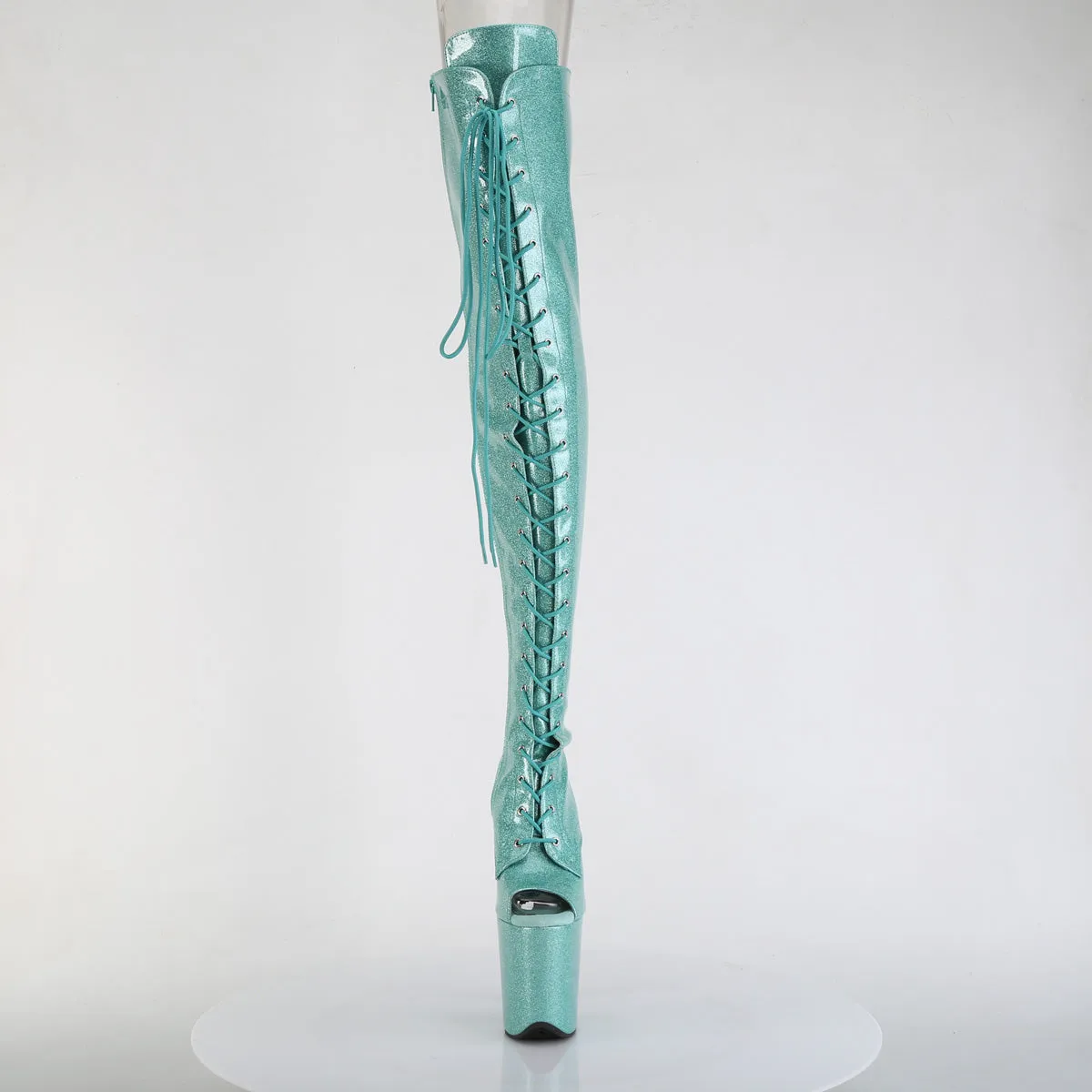 FLAMINGO-3021GP Pleaser Aqua Glitter Sexy Platform Shoes (Pole Dancing Heels)