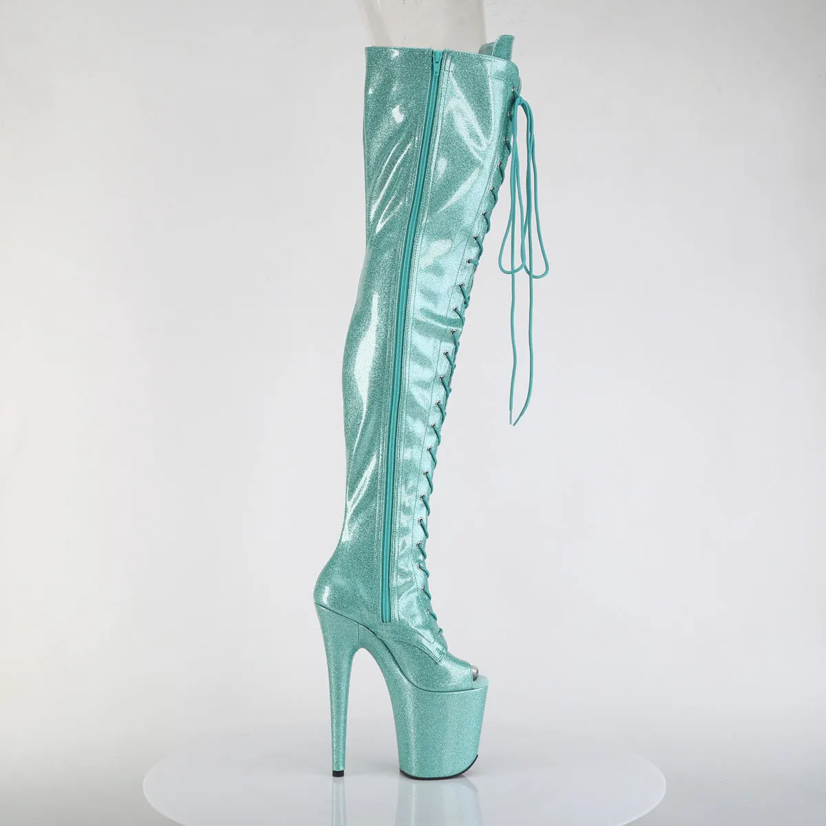 FLAMINGO-3021GP Pleaser Aqua Glitter Sexy Platform Shoes (Pole Dancing Heels)