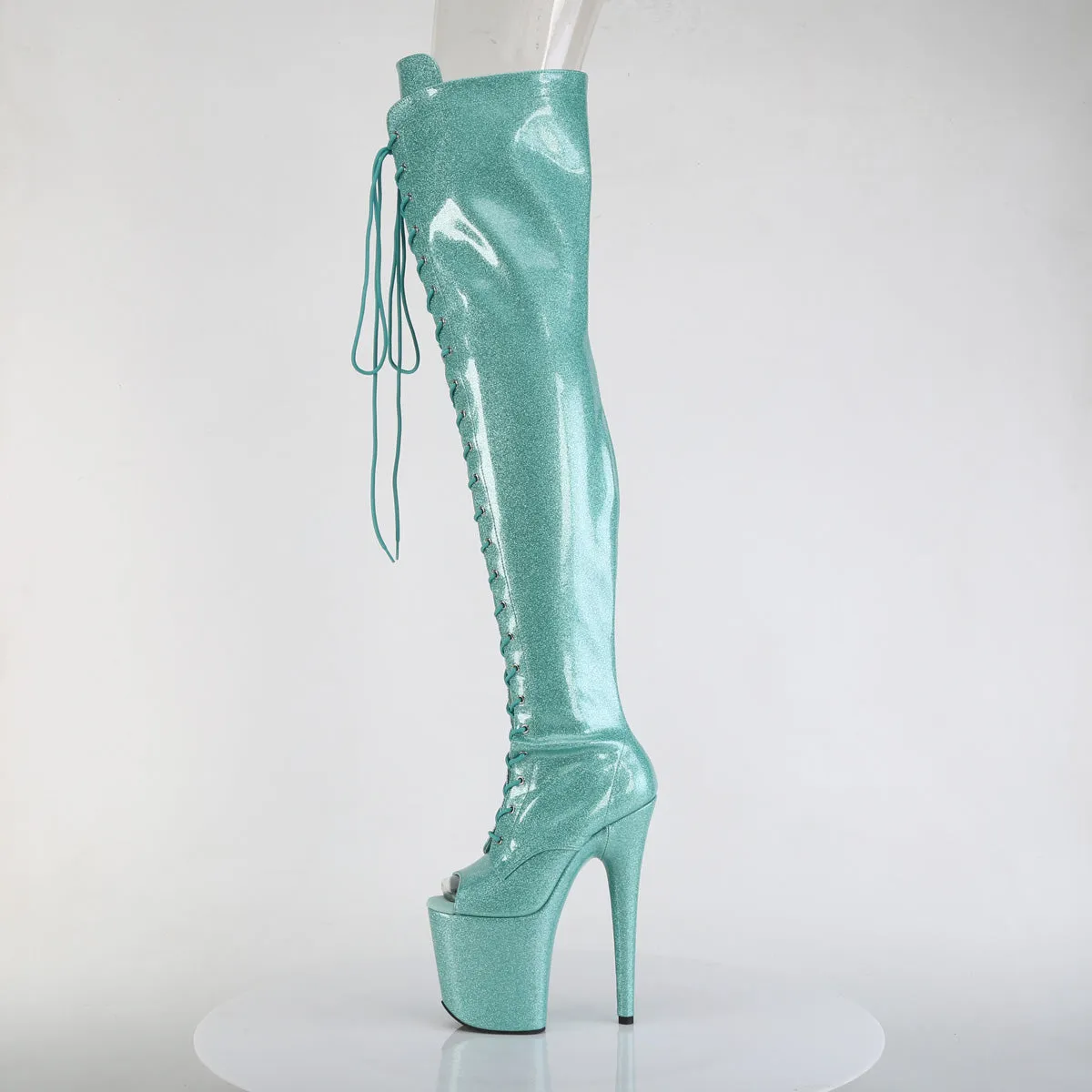 FLAMINGO-3021GP Pleaser Aqua Glitter Sexy Platform Shoes (Pole Dancing Heels)