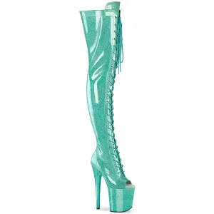 FLAMINGO-3021GP Pleaser Aqua Glitter Sexy Platform Shoes (Pole Dancing Heels)
