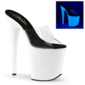 FLAMINGO-801UV Pleaser Clear/Neon White Sexy Platform Shoes (Pole Dancing Heels)