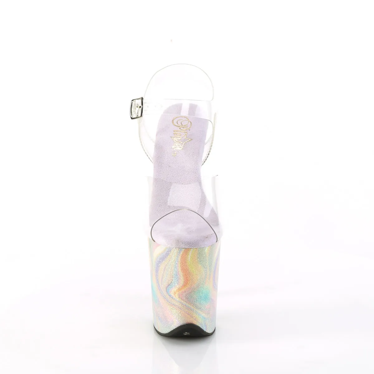 FLAMINGO-808CRF Pleaser Clear/Lavender Multi Glitte Sexy Platform Shoes (Pole Dancing Heels)
