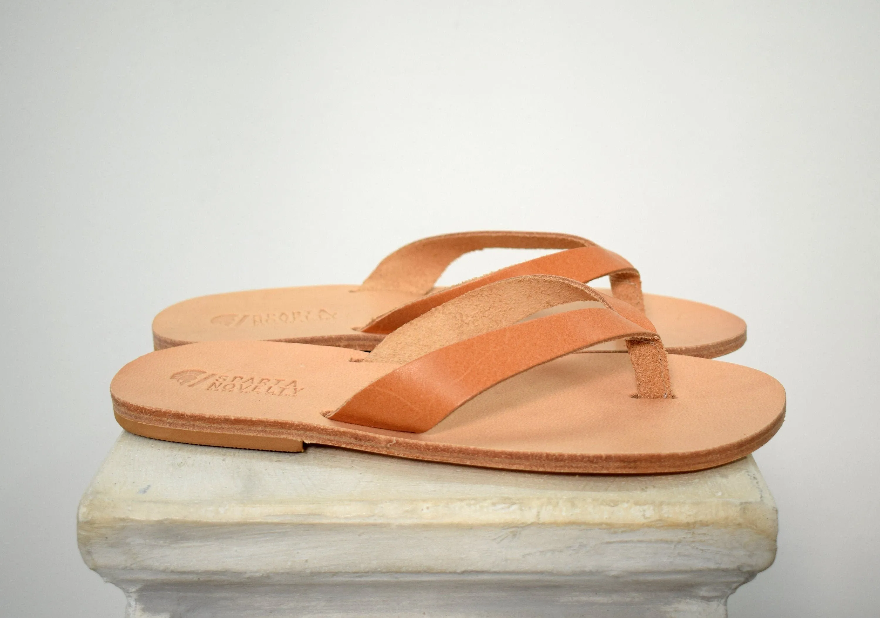 Flip flop Greek Leather sandals - slipers Men, Thongs Blue Color, leather sole - insole