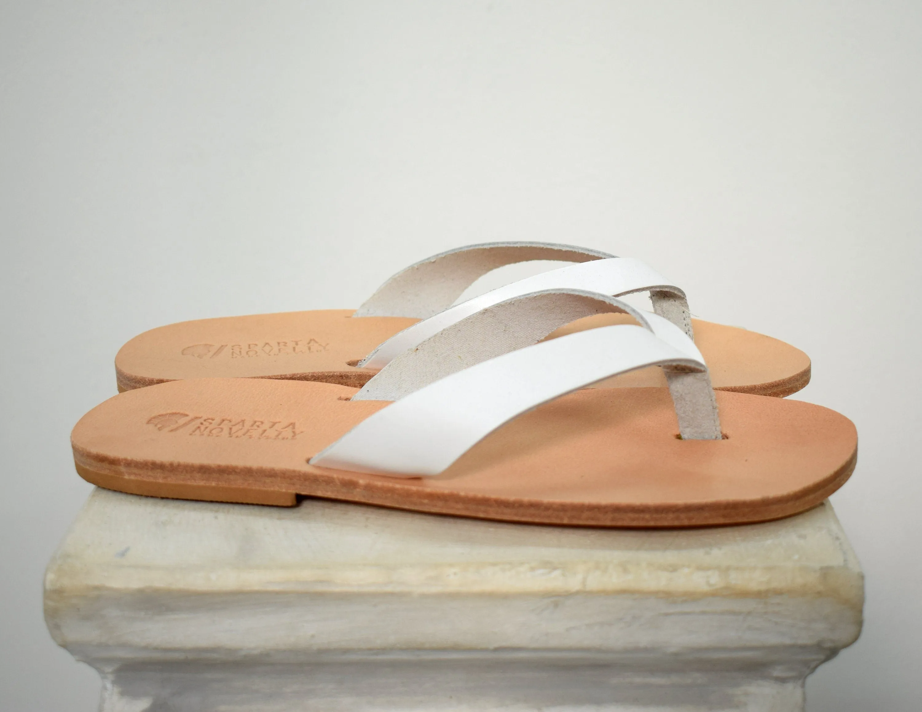 Flip flop Greek Leather sandals - slipers Men, Thongs Blue Color, leather sole - insole
