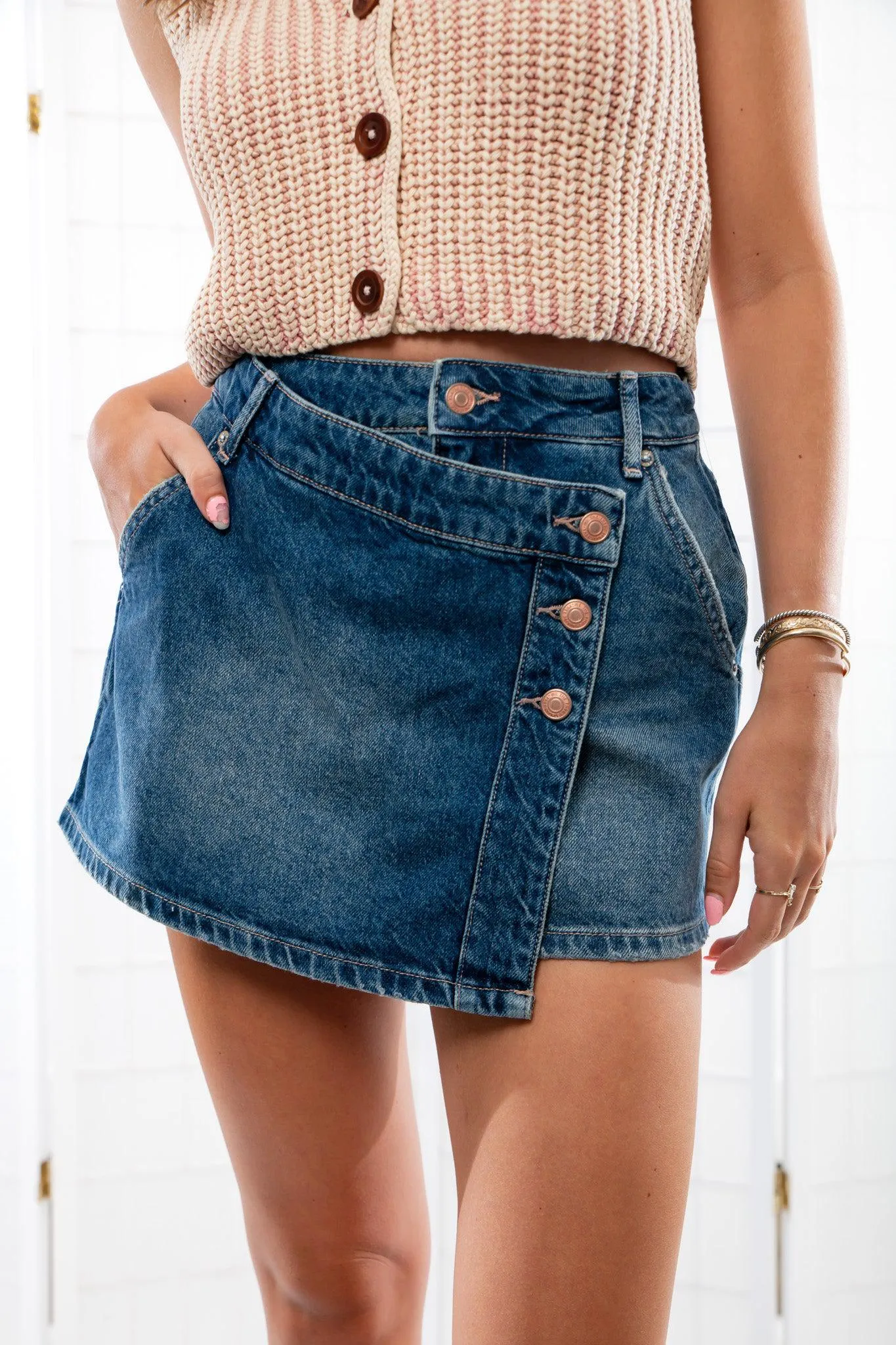 Free People We The Free Cornflower Wynne Denim Skirt