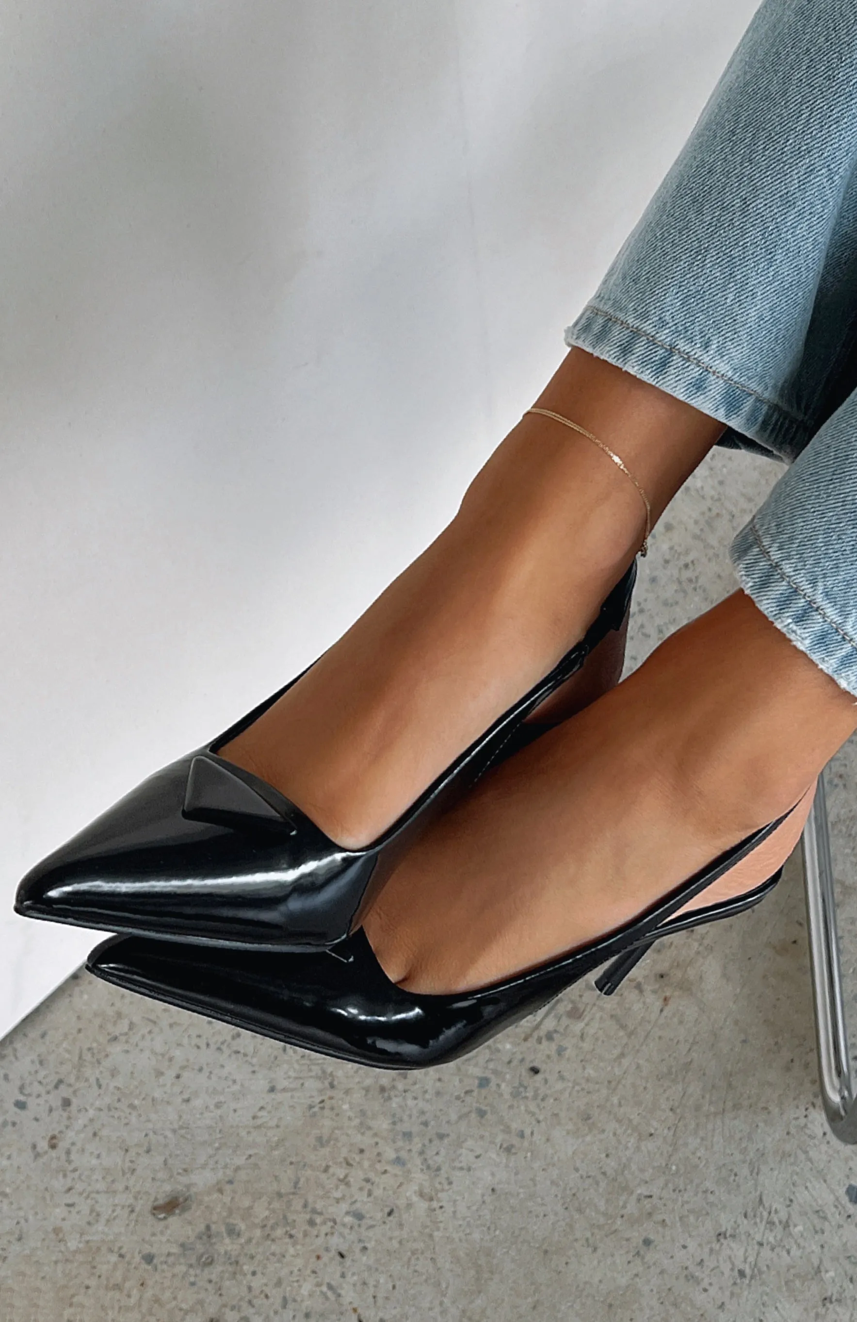 Georgie Slingback Heels Black Smooth