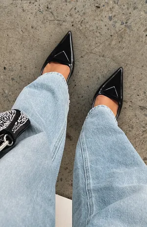 Georgie Slingback Heels Black Smooth