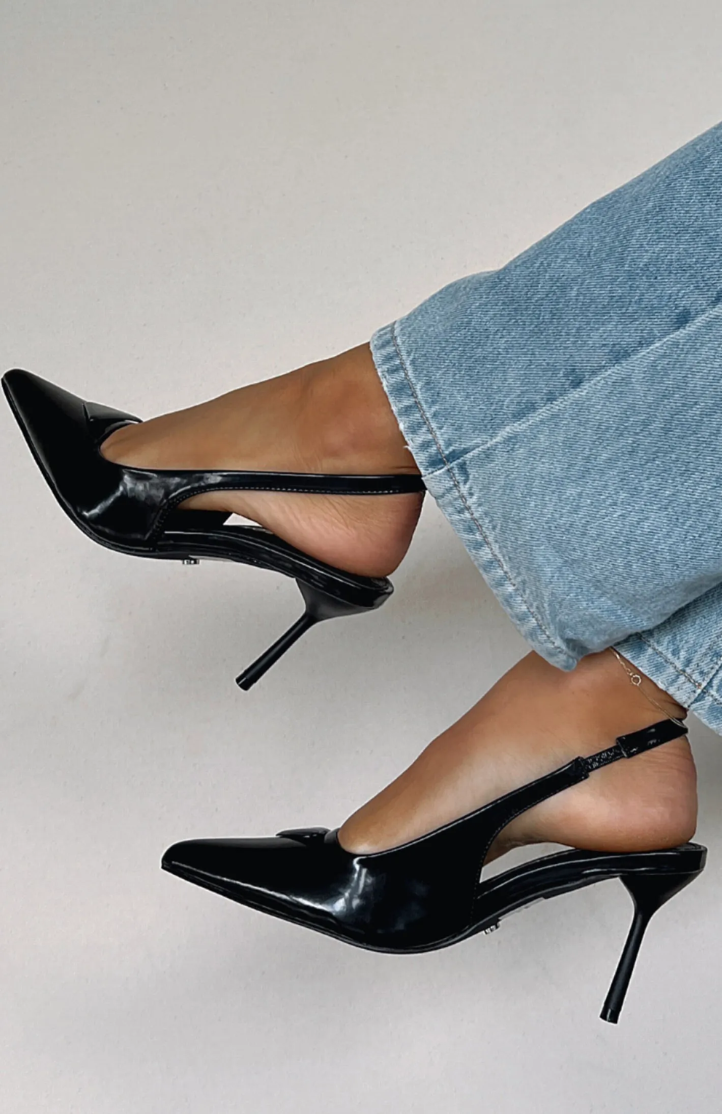 Georgie Slingback Heels Black Smooth
