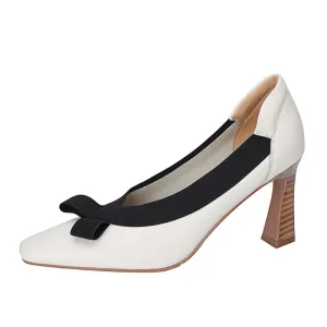 Giana white bow heels