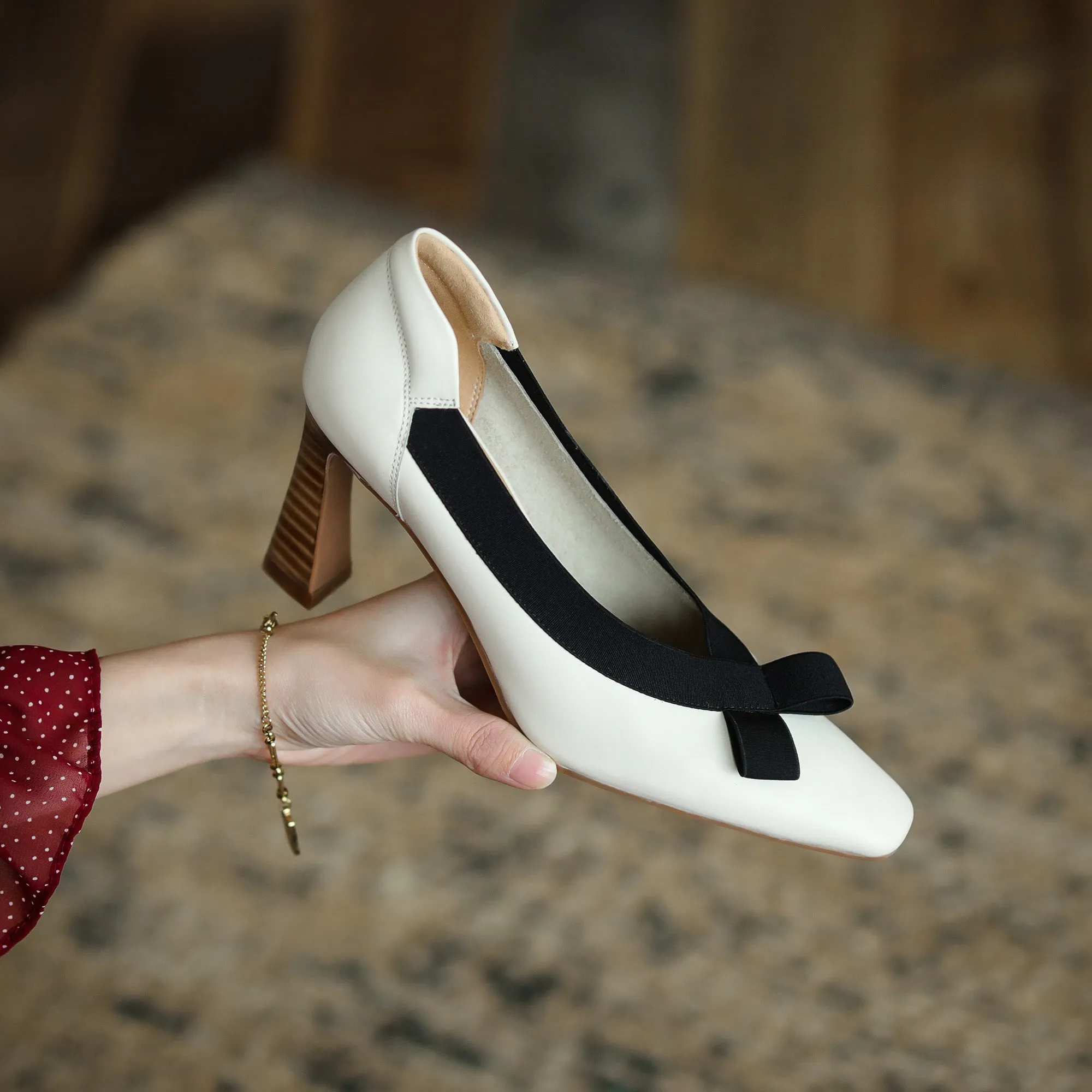 Giana white bow heels