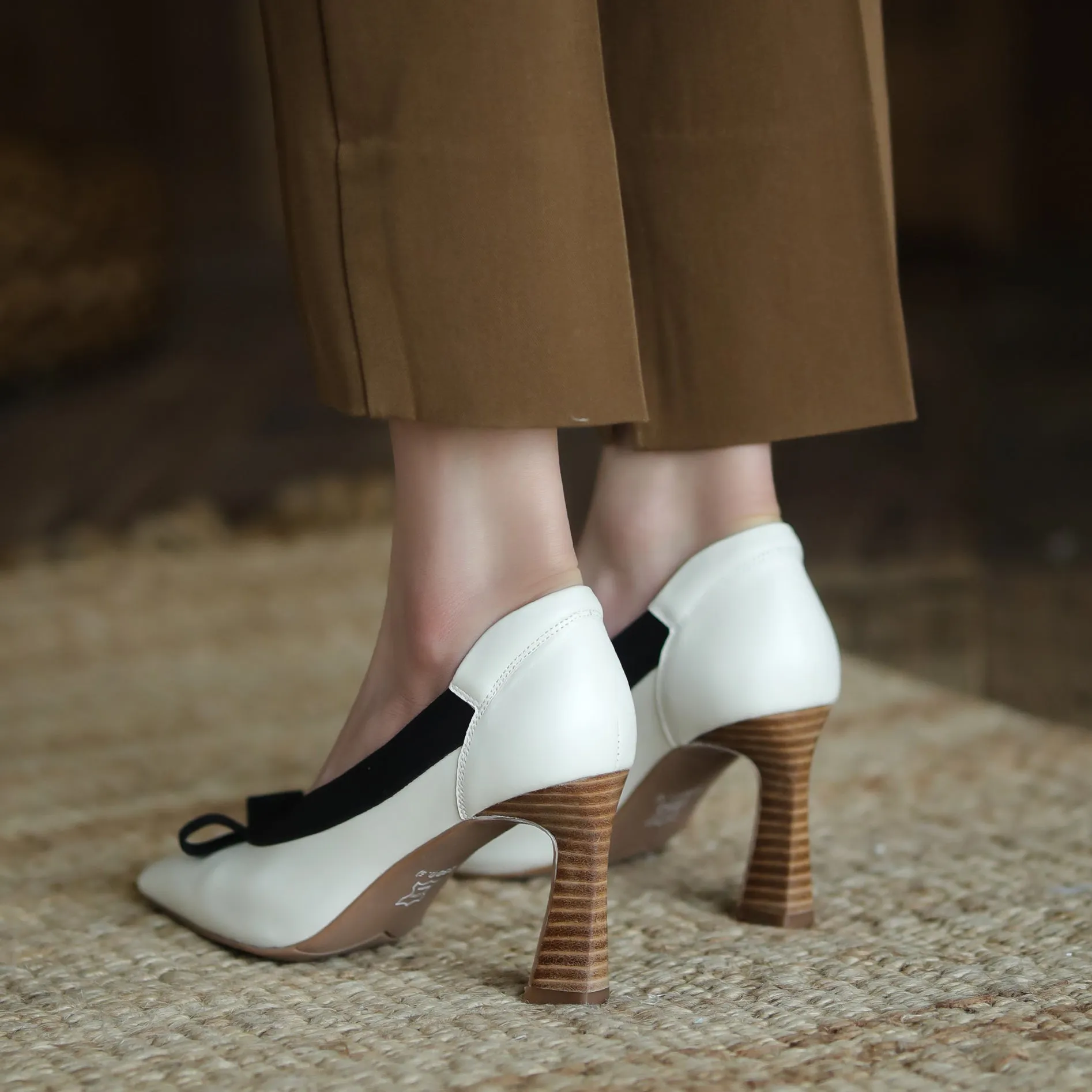 Giana white bow heels