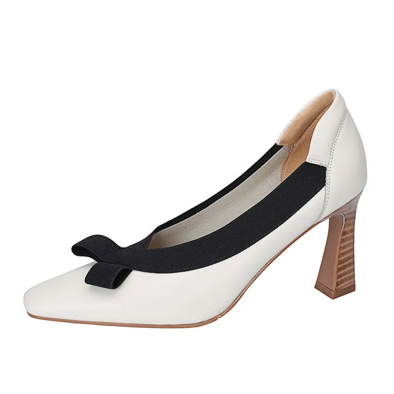 Giana white bow heels