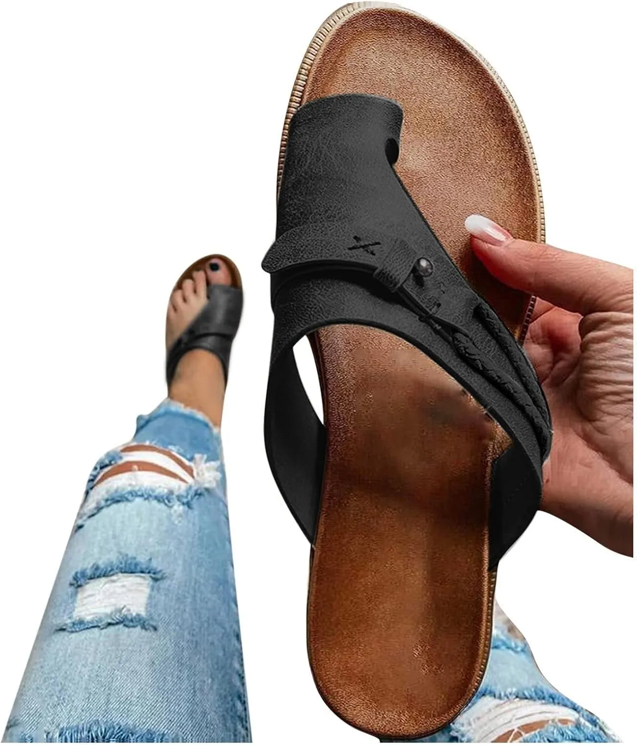 Gibobby Sandals for Women Dressy Summer Women's Sandals Strappy Open Toe Casual Roman Shoes Flat Slippers Braided Sandals