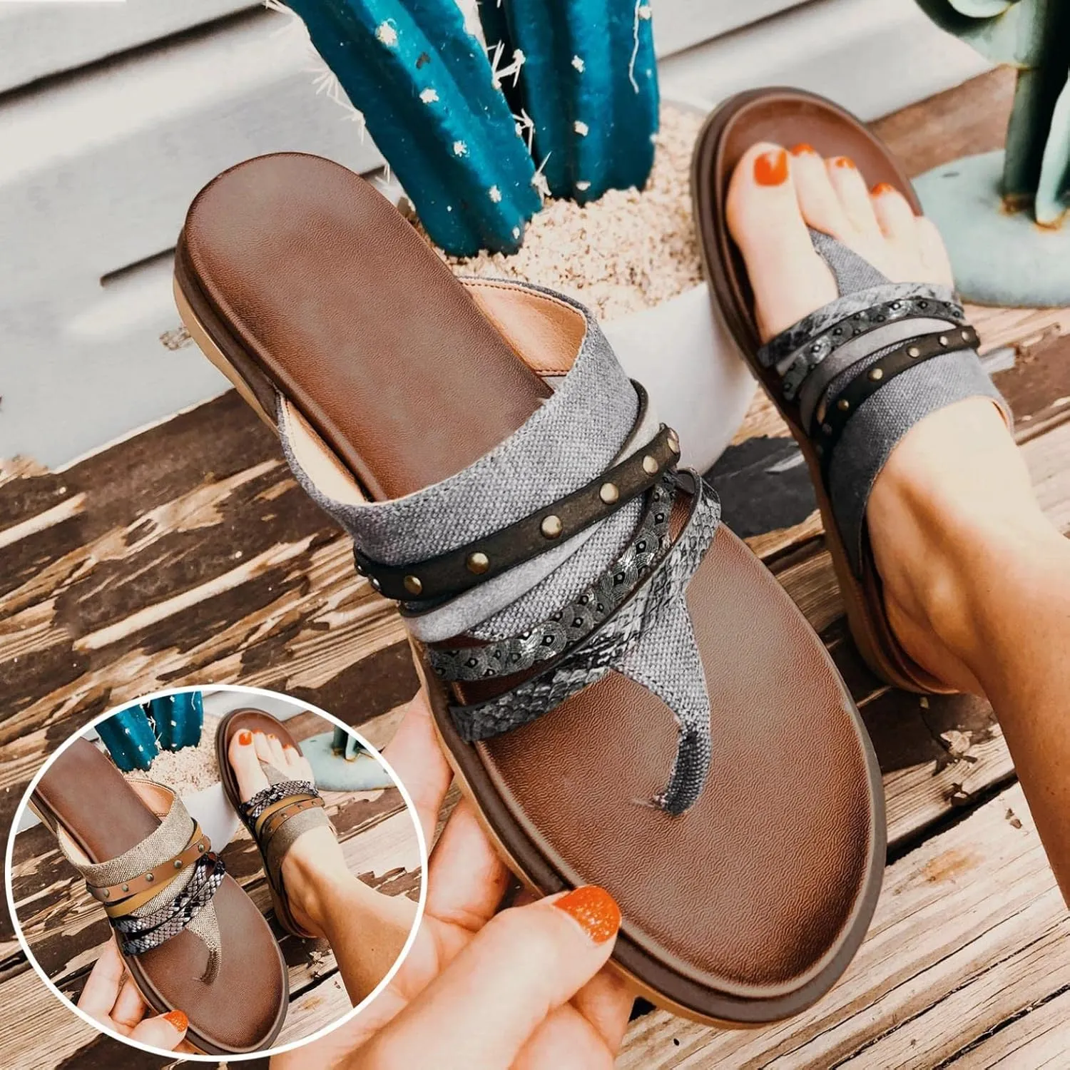 Gibobby Sandals for Women Dressy Summer Women's Sandals Strappy Open Toe Casual Roman Shoes Flat Slippers Braided Sandals