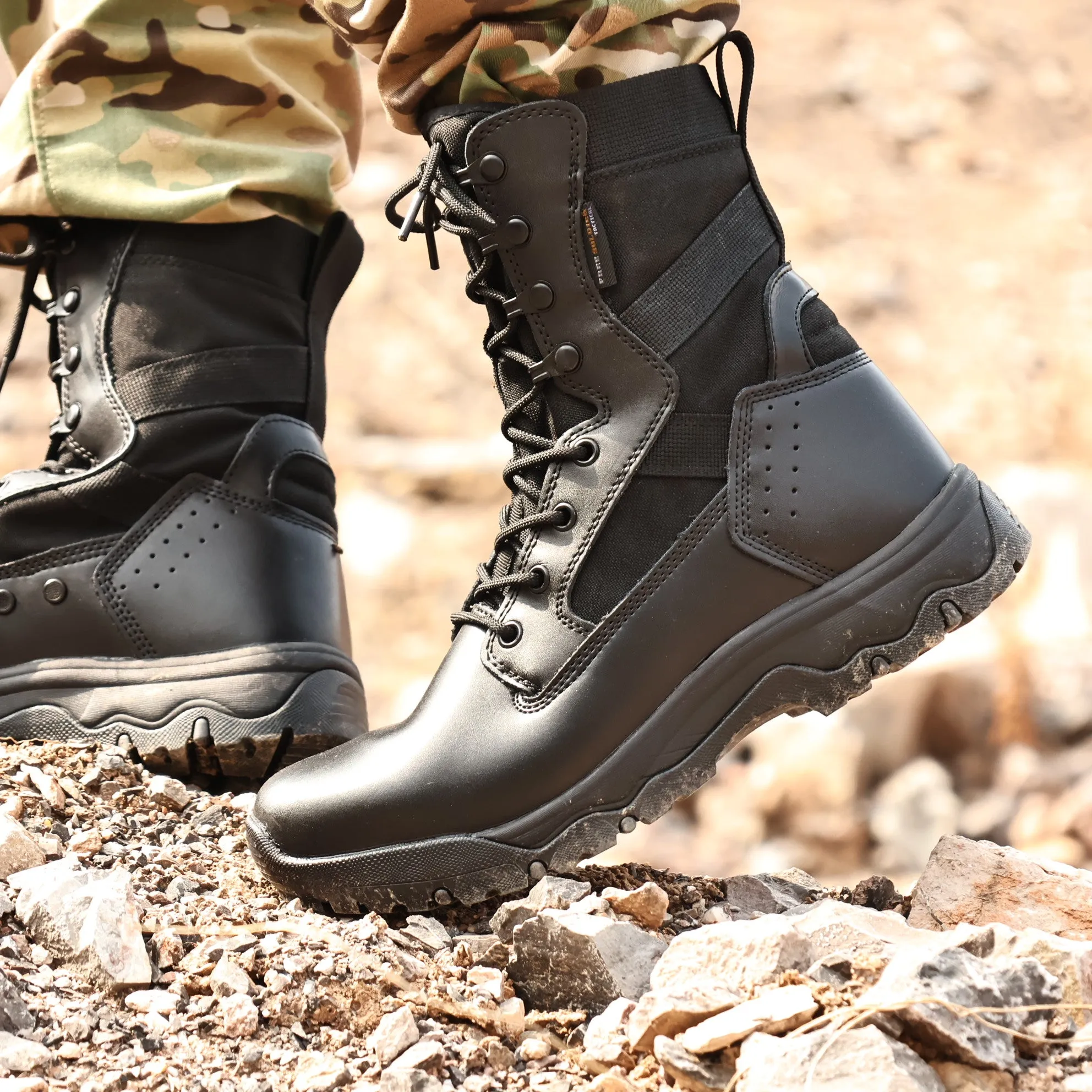 HOPPER 8" Men’s Military Tactical Black Leather Boots