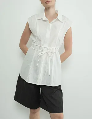 Ilona Belted Sleeveless Button Up Shirt