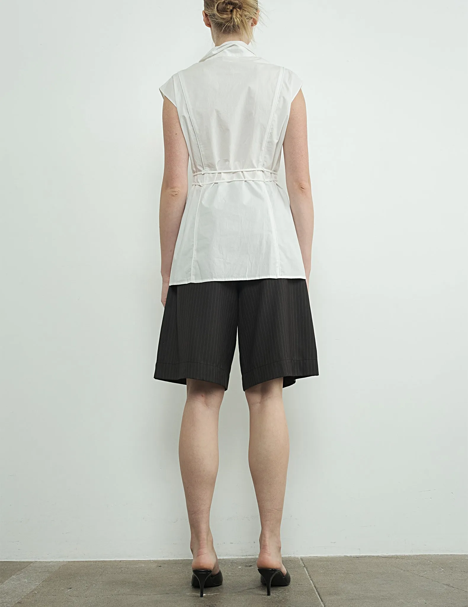Ilona Belted Sleeveless Button Up Shirt