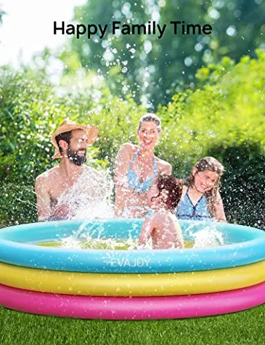 Inflatable Kiddie Pool, Evajoy 58'' x 13'' Ground Swimming Pool for Kids,Large Dog Pool Children Family Kid Toddler Pool, 3 Rings Baby Pool Center for Backyard and Garden