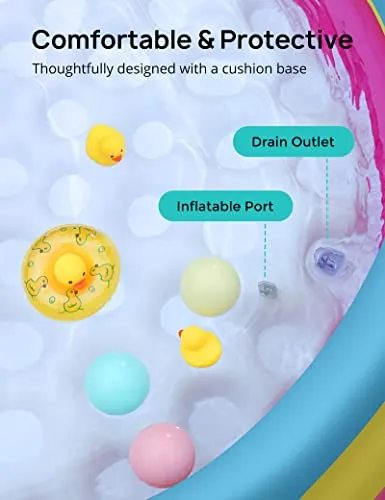 Inflatable Kiddie Pool, Evajoy 58'' x 13'' Ground Swimming Pool for Kids,Large Dog Pool Children Family Kid Toddler Pool, 3 Rings Baby Pool Center for Backyard and Garden