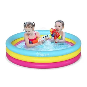 Inflatable Kiddie Pool, Evajoy 58'' x 13'' Ground Swimming Pool for Kids,Large Dog Pool Children Family Kid Toddler Pool, 3 Rings Baby Pool Center for Backyard and Garden