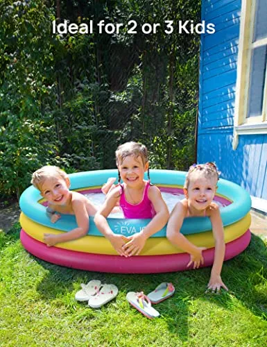 Inflatable Kiddie Pool, Evajoy 58'' x 13'' Ground Swimming Pool for Kids,Large Dog Pool Children Family Kid Toddler Pool, 3 Rings Baby Pool Center for Backyard and Garden
