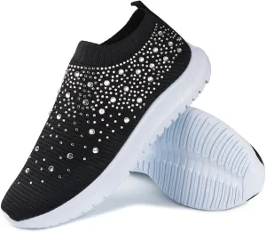Lausiuoe Running Shoes For Women Arch Support Slip On Breathable Walking Shoes Fashion Sneakers Gym Workout Tennis Shoes
