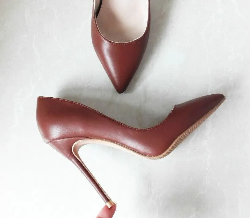 Leather Stilettos High Heels Shoes