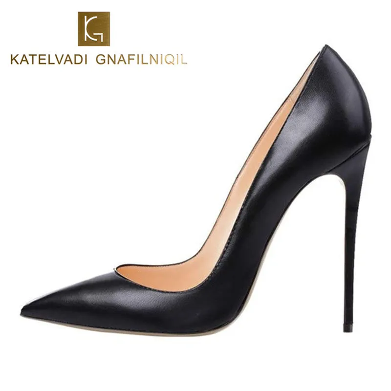 Leather Stilettos High Heels Shoes