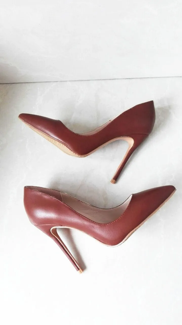 Leather Stilettos High Heels Shoes