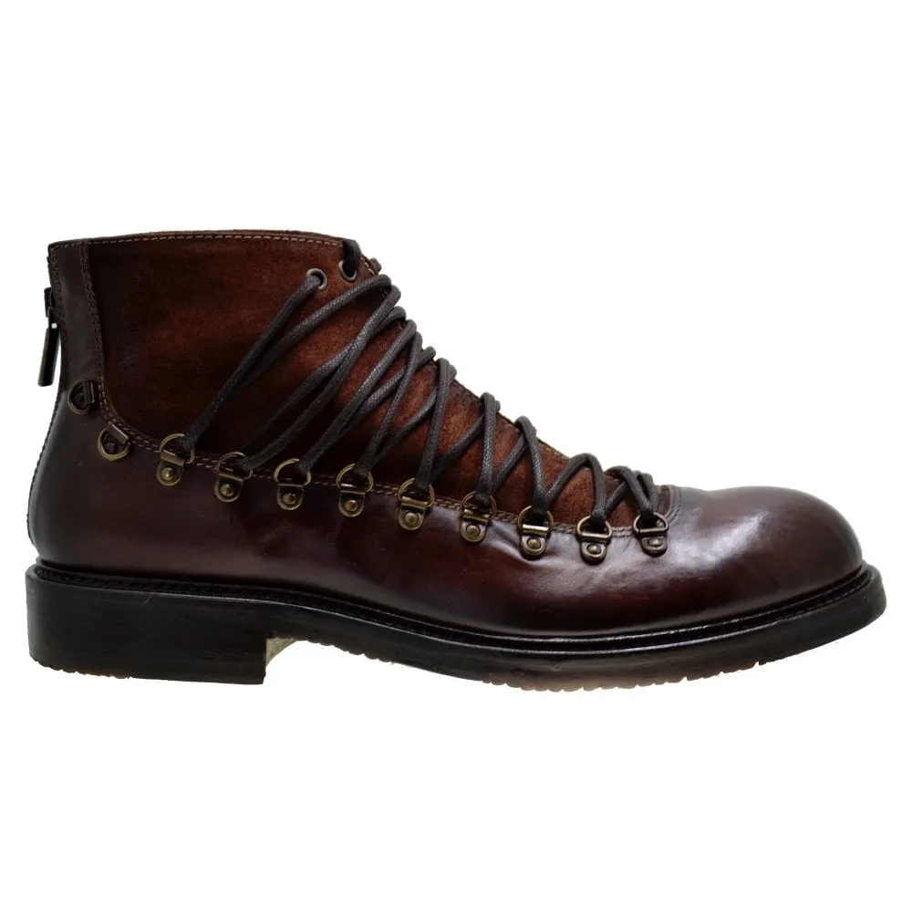 Men's Italian Shoes Jo Ghost 1357 Brown leather Hiker Boots last pair size 40