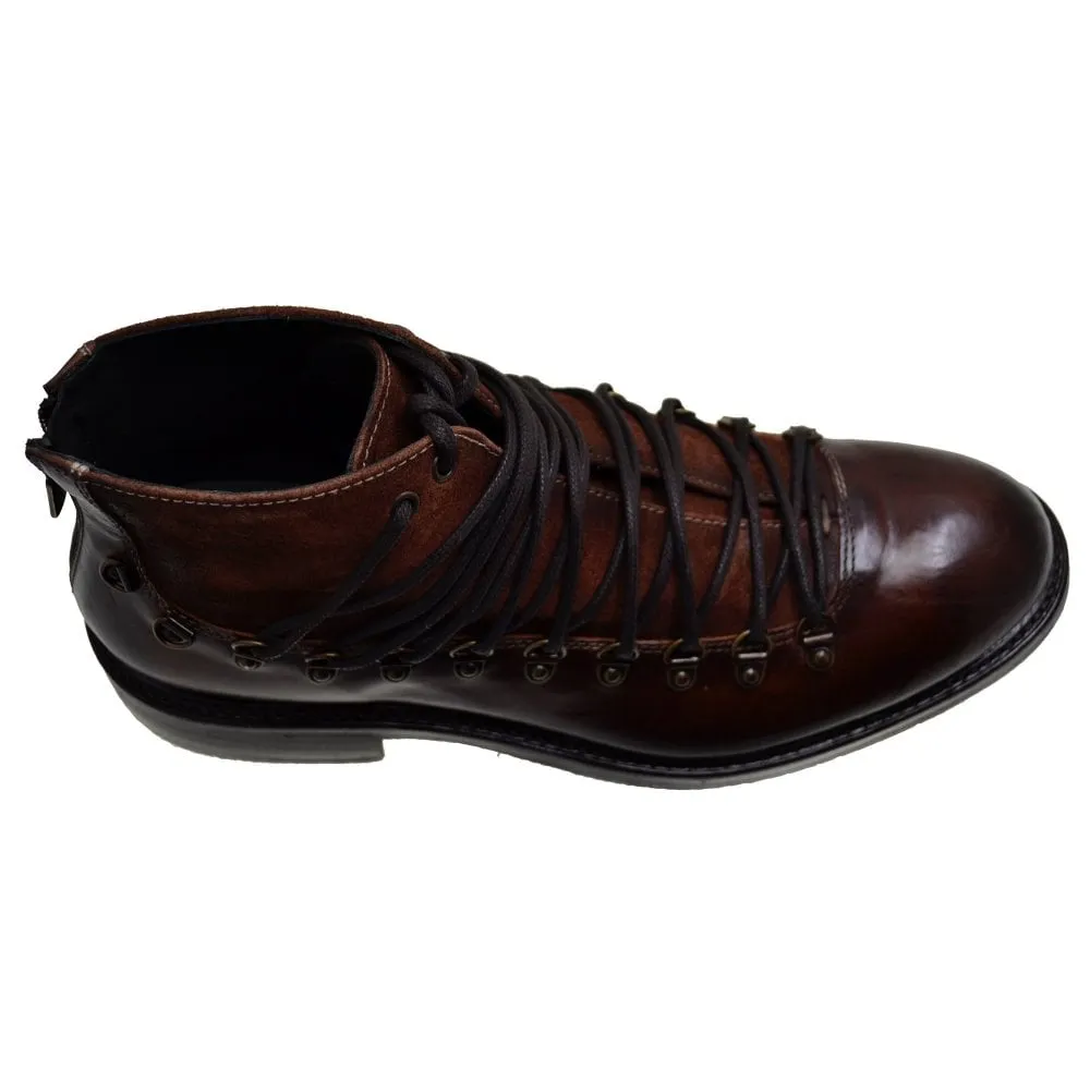 Men's Italian Shoes Jo Ghost 1357 Brown leather Hiker Boots last pair size 40