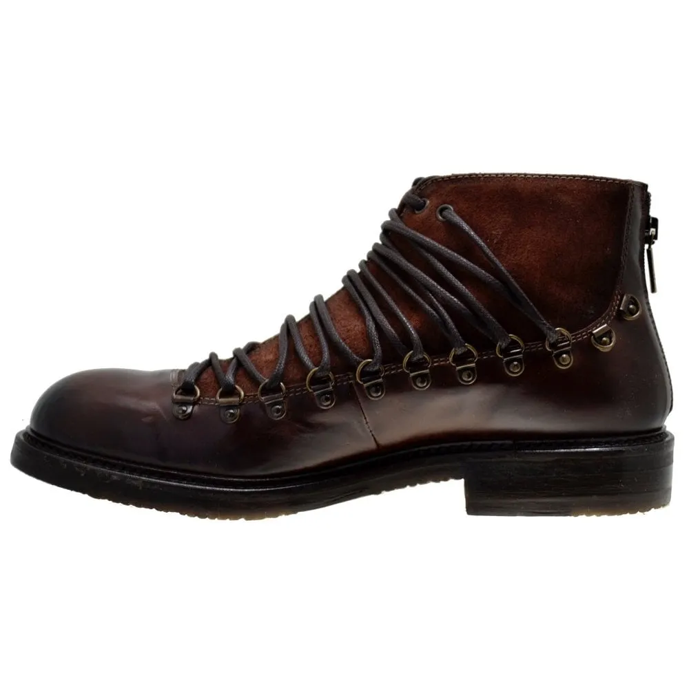 Men's Italian Shoes Jo Ghost 1357 Brown leather Hiker Boots last pair size 40