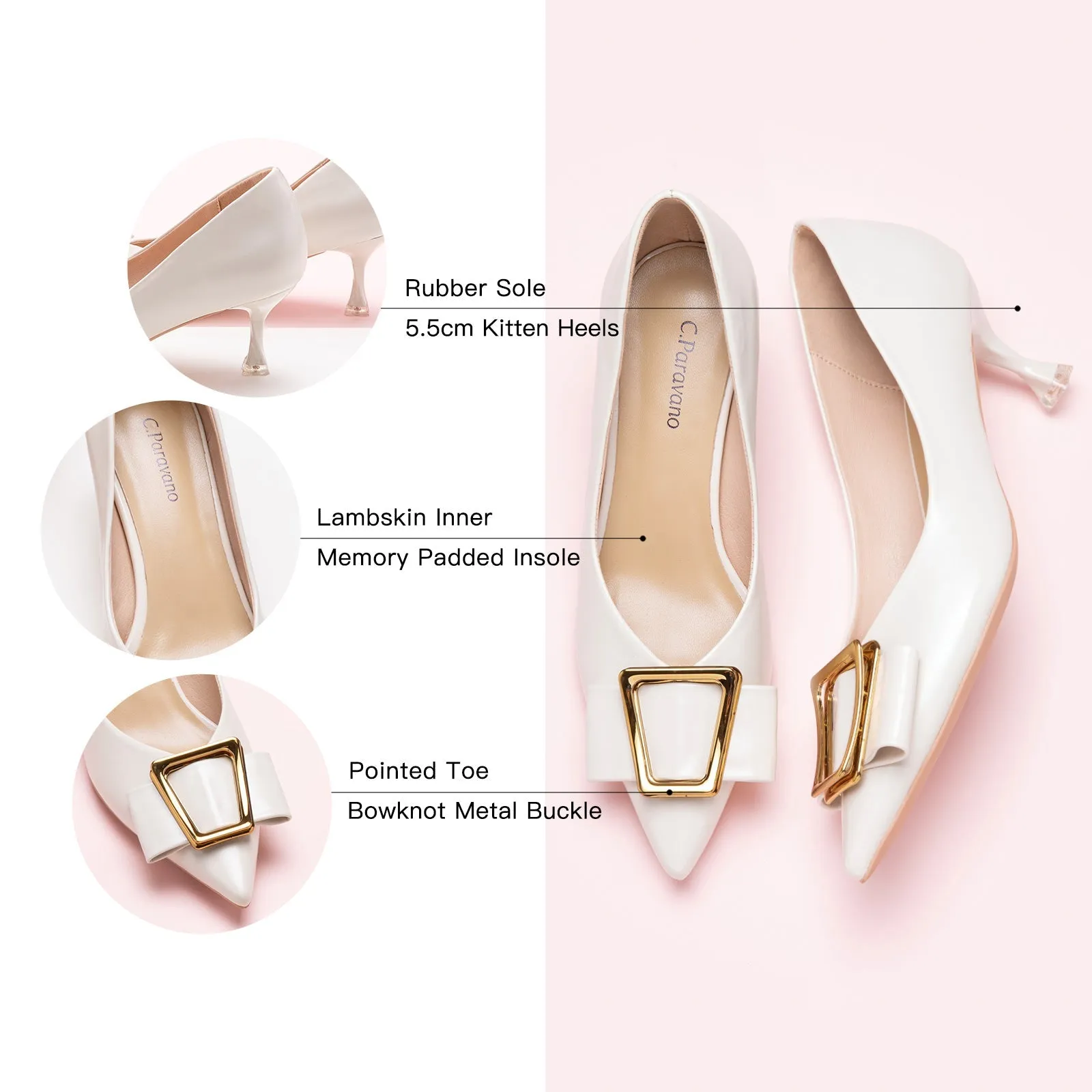 Metal Tie Pumps (Olivia) White