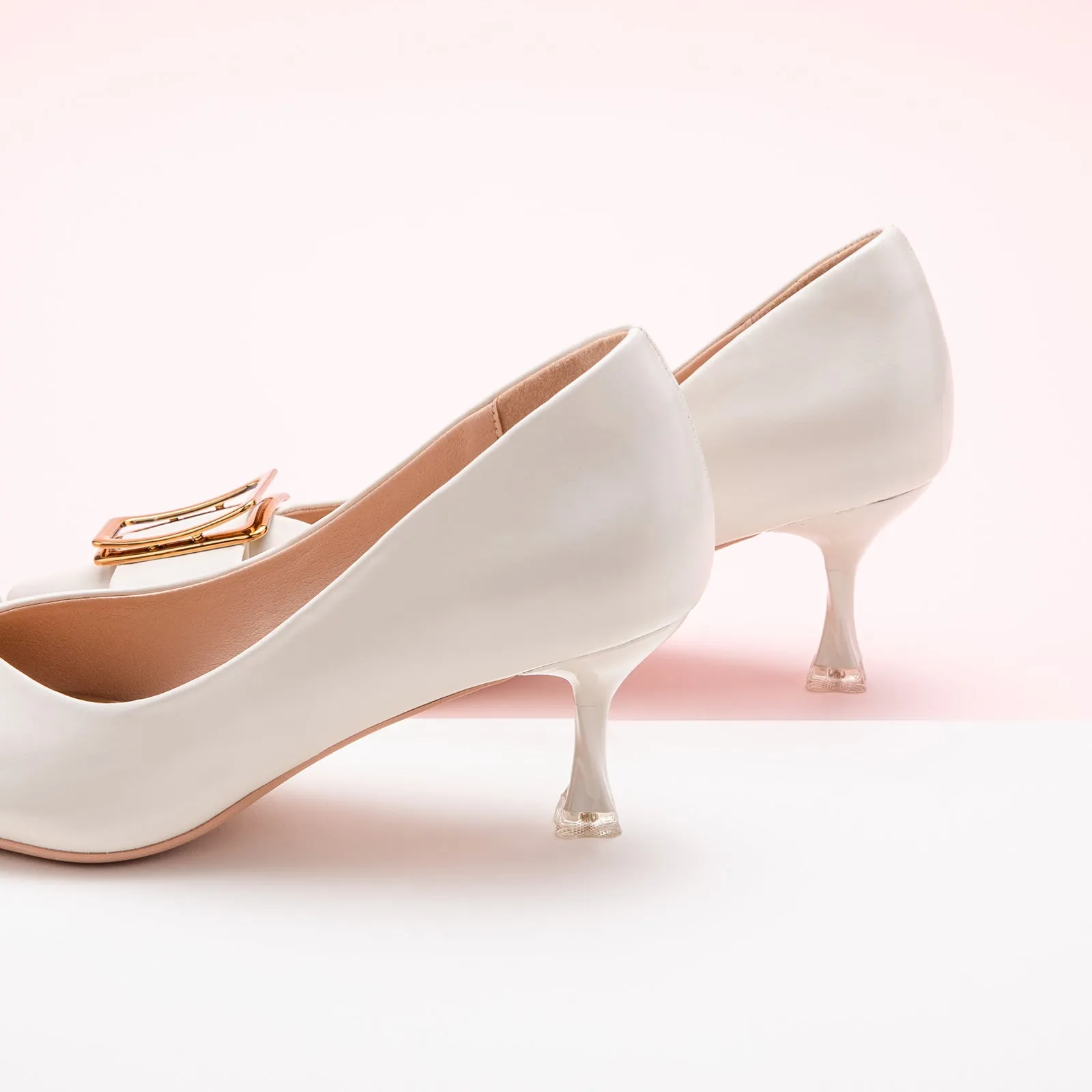 Metal Tie Pumps (Olivia) White