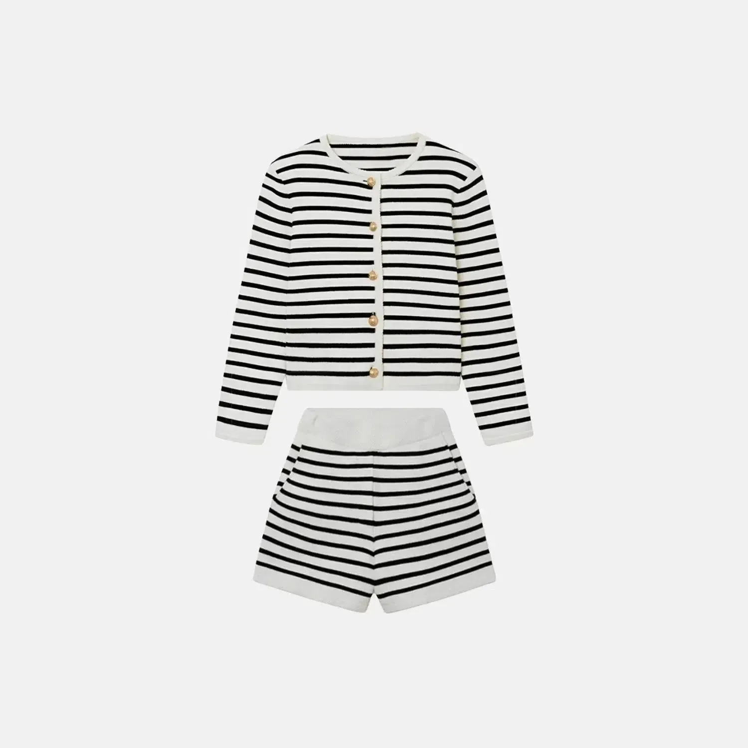 Milanese Vogue Set – Black stripes – High-waisted shorts
