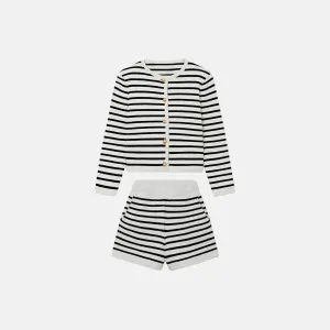 Milanese Vogue Set – Black stripes – High-waisted shorts