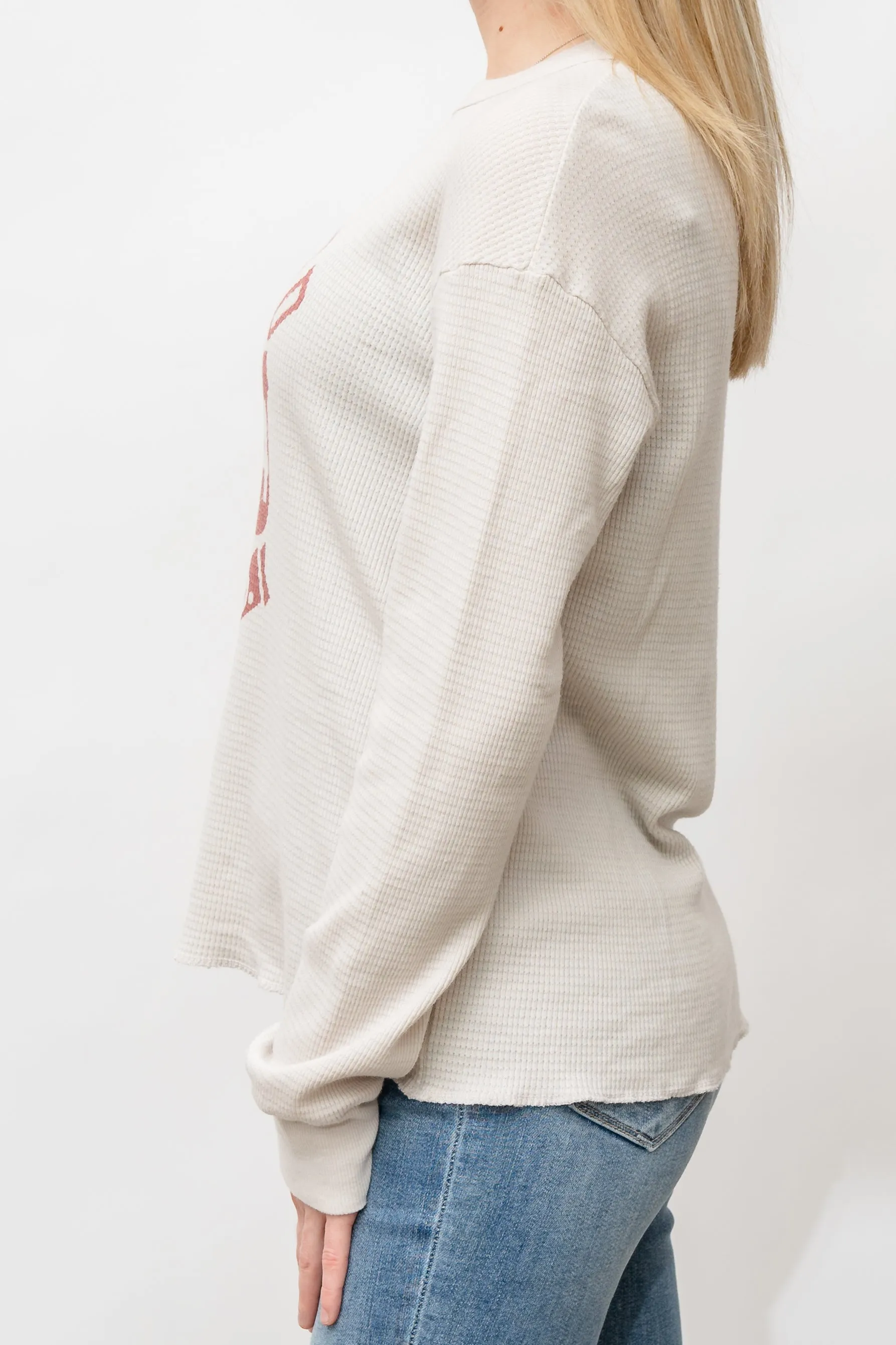 MILFORD DISTRESSED THERMAL LONG SLEEVE - VINTAGE WHITE