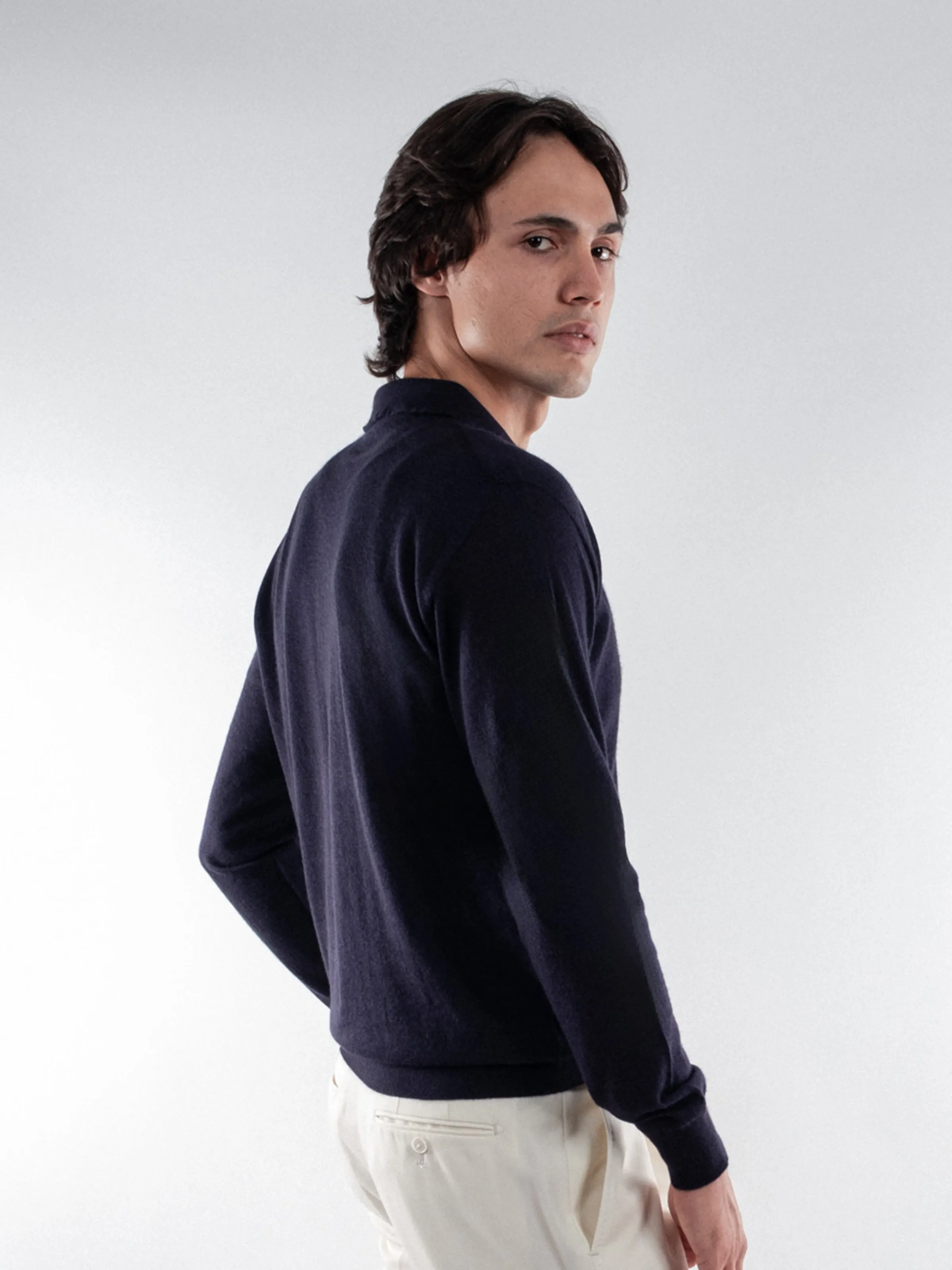 Navy Lightweight Merino Polo