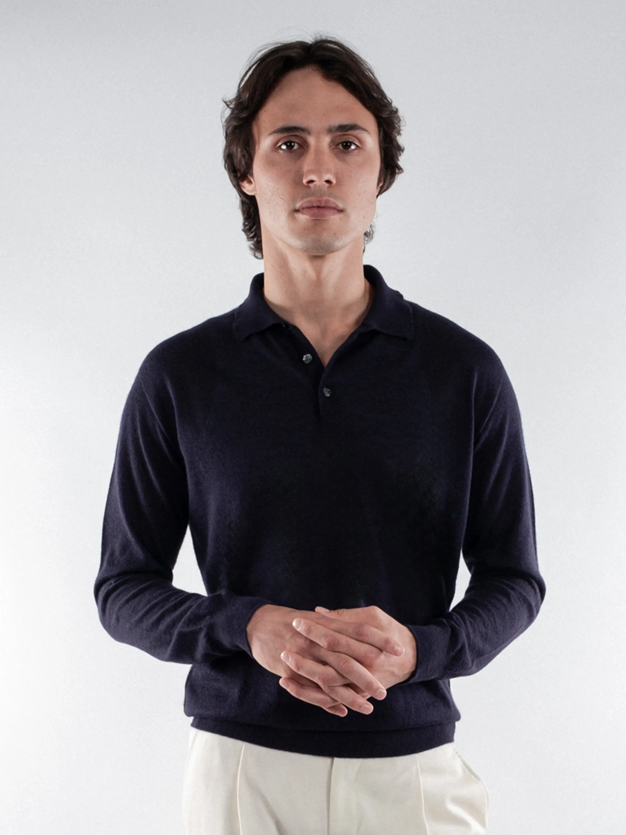 Navy Lightweight Merino Polo